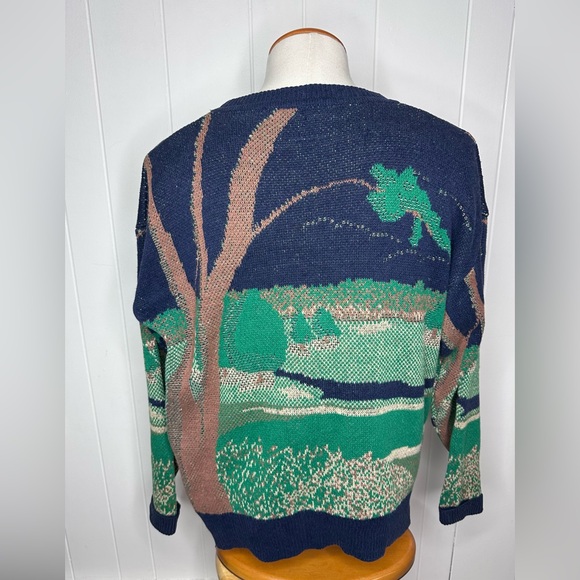 Vintage Salty Dog Gant Golf Scene Landscape Sweater - Picture 11 of 12
